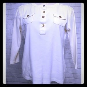 Lauren Ralph Lauren Cream Shirt Gold Button M